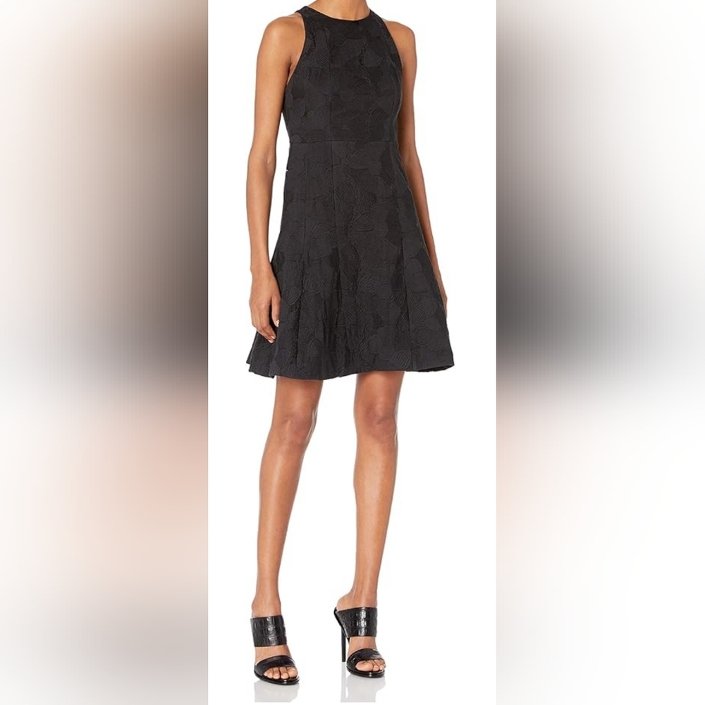 Halston Heritage Black Asymmetrical A-Line Dress